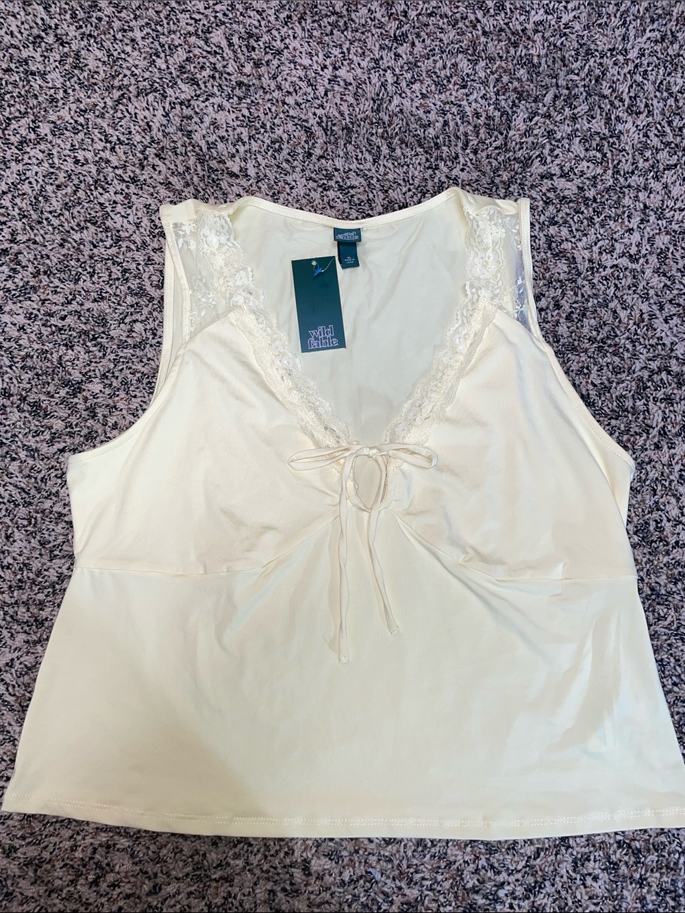 Wild Fable Silky Soft Lace Cami Sleeveless Top Yellow Size XL NWT